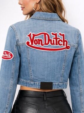 Von Dutch Blue Denim Jacket with Embroidered Details